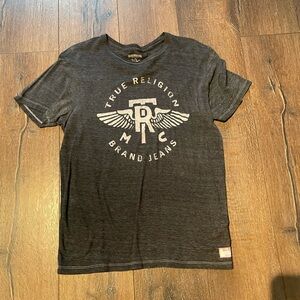 True Religion Charcoal Gray Short Sleeve Logo Tee